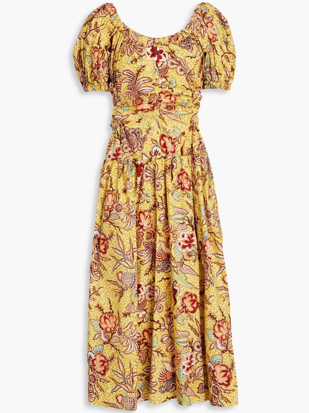 NWT ULLA JOHNSON Golda cutout printed cotton-poplin midi dress